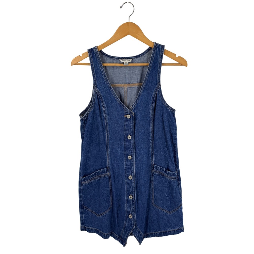 American Eagle Denim Button Front Mini Dress Small 90s Y2K Style Indie Western